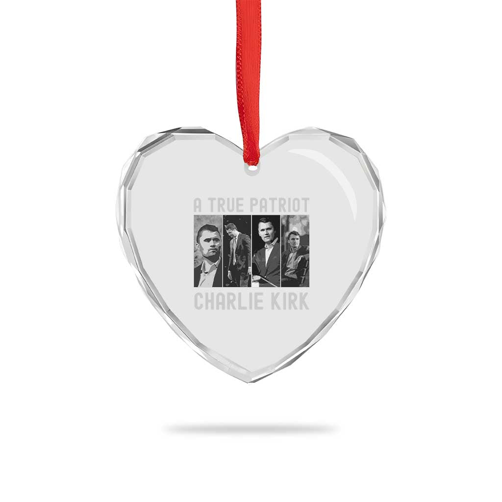Charlie Kirk Tribute Heart Crystal Glass Ornament A True Patriot Conservative Memorial TS02 Print Your Wear