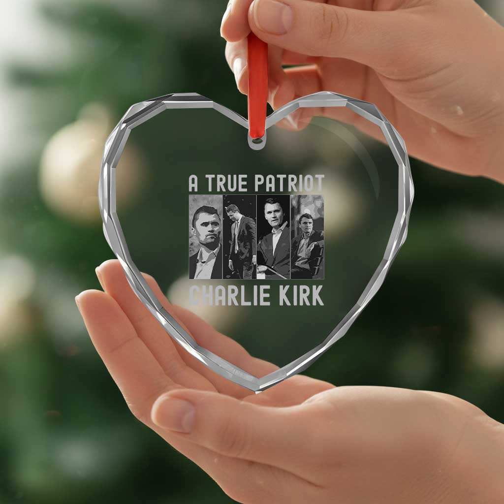 Charlie Kirk Tribute Heart Crystal Glass Ornament A True Patriot Conservative Memorial TS02 Print Your Wear