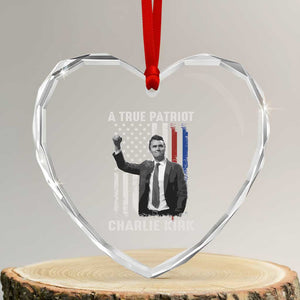 Charlie Kirk Tribute Heart Crystal Glass Ornament A True Patriot Freedom American Flag TS02 Transparent Glass 3'' Heart Print Your Wear