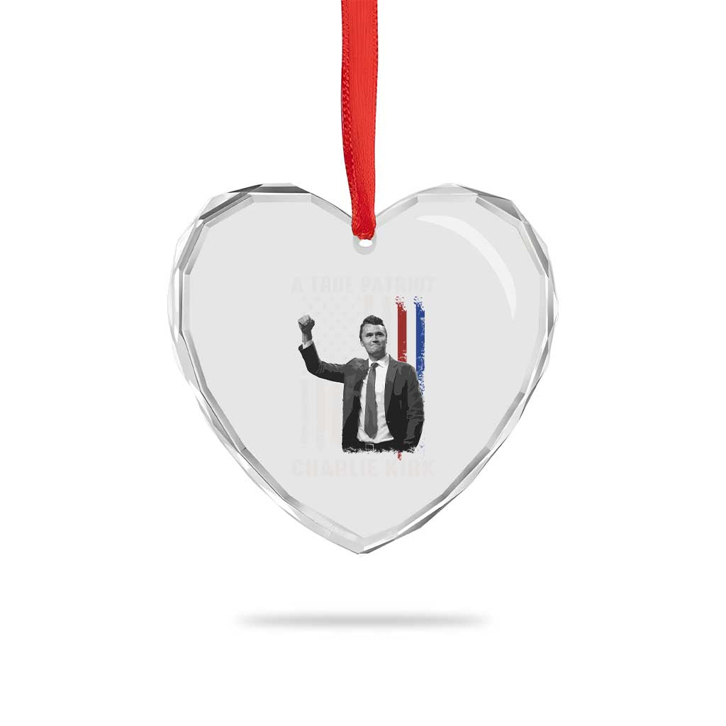 Charlie Kirk Tribute Heart Crystal Glass Ornament A True Patriot Freedom American Flag TS02 Print Your Wear
