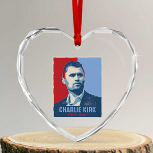 Charlie Kirk Tribute Heart Crystal Glass Ornament Freedom Hope Memorial 1993 2025 TS02 Transparent Glass 3'' Heart Print Your Wear