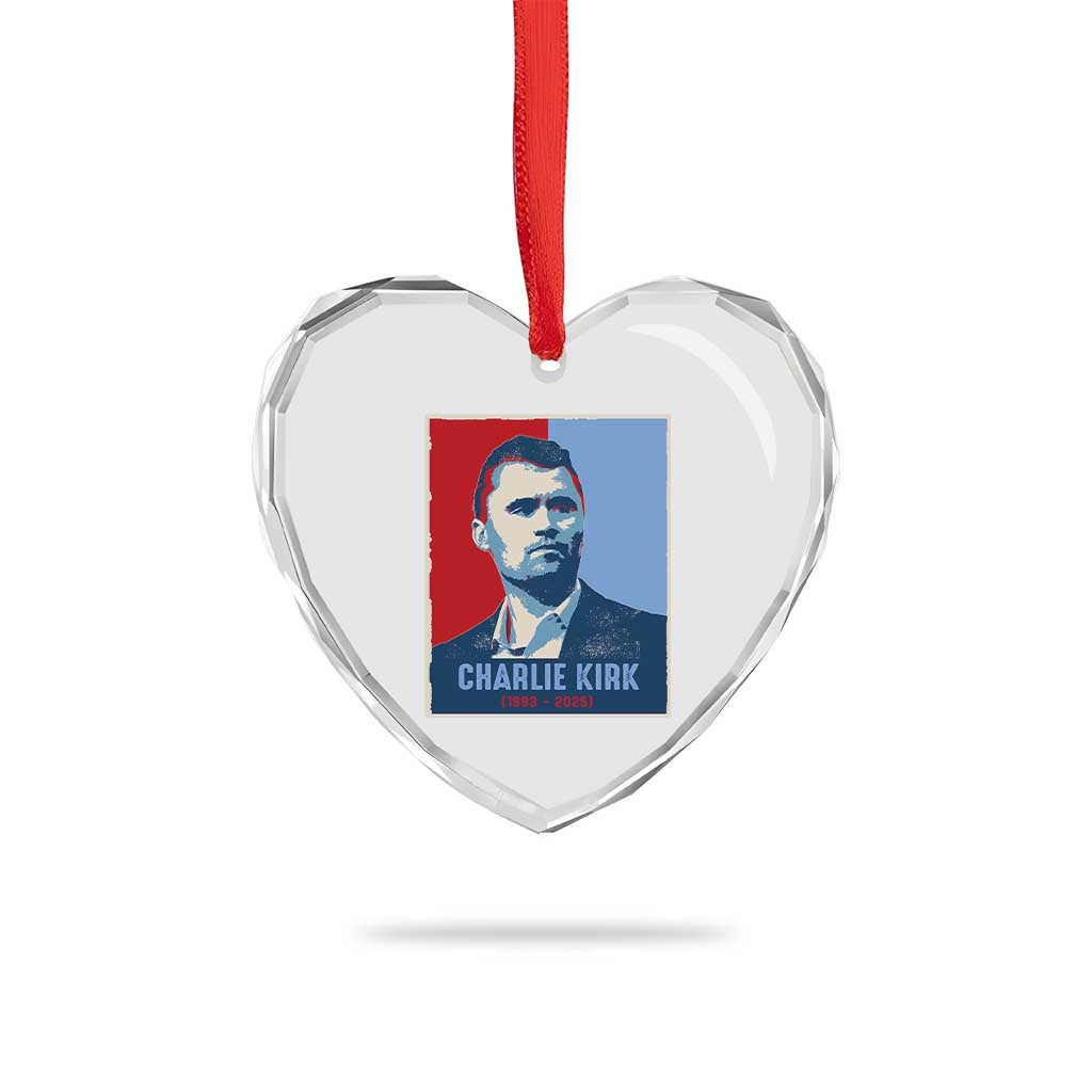 Charlie Kirk Tribute Heart Crystal Glass Ornament Freedom Hope Memorial 1993 2025 TS02 Print Your Wear