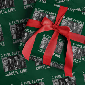 Charlie Kirk Tribute Wrapping Paper Roll A True Patriot Conservative Memorial TS02 Green Print Your Wear