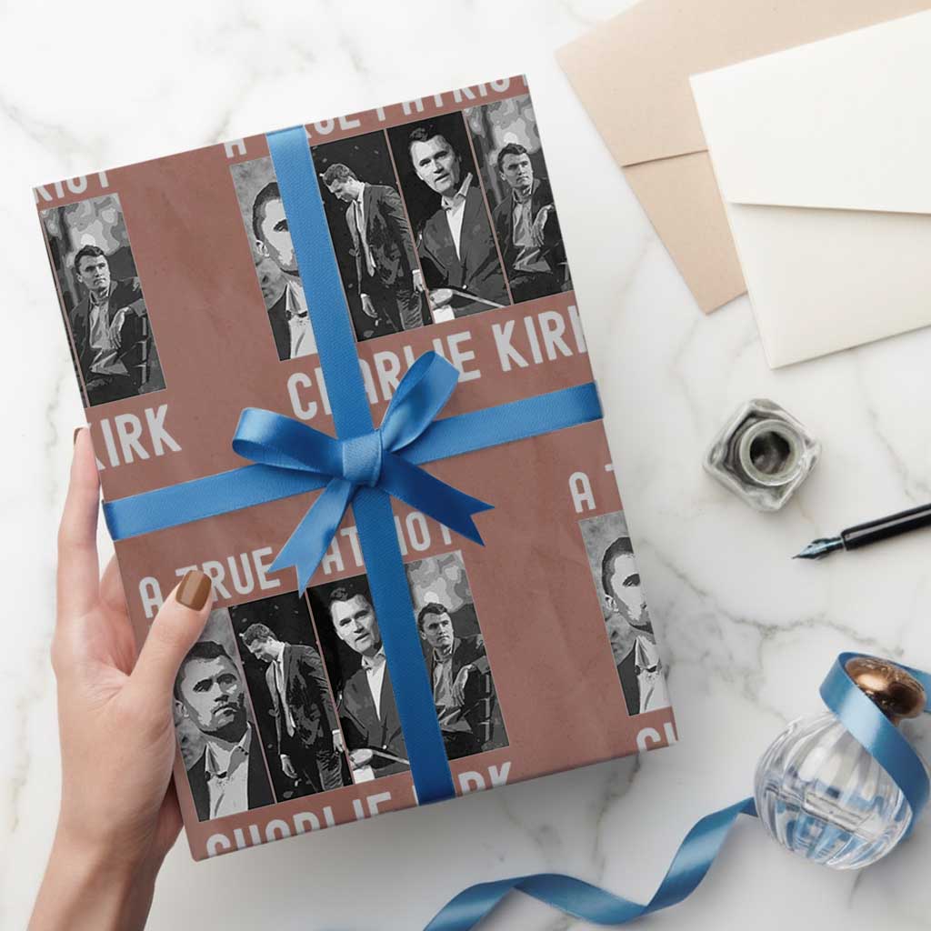 Charlie Kirk Tribute Wrapping Paper Roll A True Patriot Conservative Memorial TS02 Mocha Print Your Wear