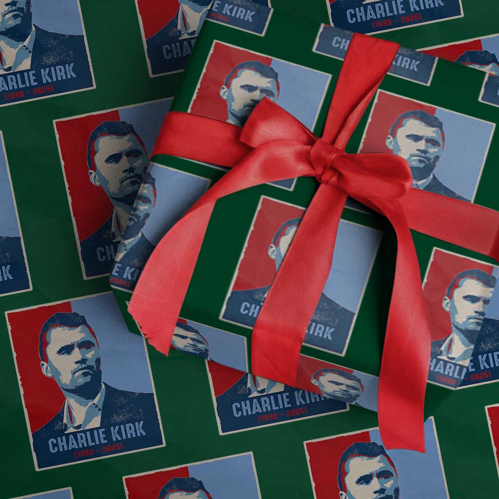 Charlie Kirk Tribute Wrapping Paper Roll Freedom Hope Memorial 1993 2025 TS02 Green Print Your Wear