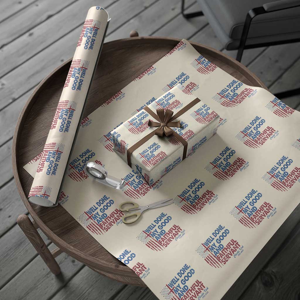 Charlie Kirk Wrapping Paper Roll Fear Not Mens Christian Memorial Tribute Charlie Cross US Flag TS10 Beige Print Your Wear