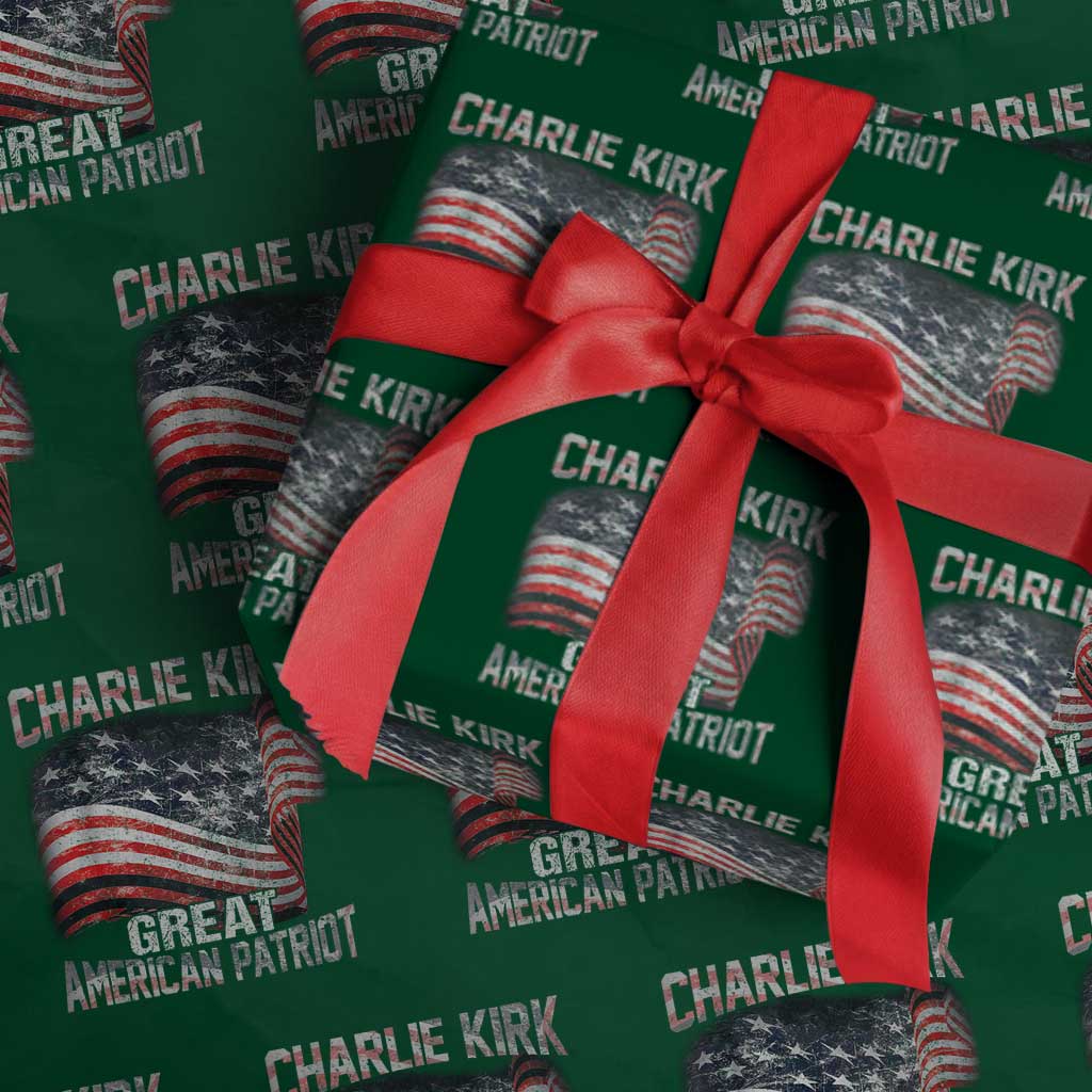 Charlie Kirk Wrapping Paper Roll Great American Patriot American Flag TS11 Green Print Your Wear