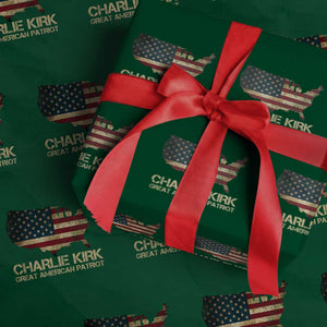 Charlie Kirk Wrapping Paper Roll Great American Patriot USA Flag TS10 Green Print Your Wear