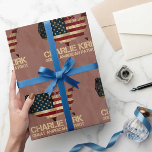 Charlie Kirk Wrapping Paper Roll Great American Patriot USA Flag TS10 Mocha Print Your Wear