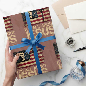 Charlie Kirk Wrapping Paper Roll Its All About Jesus USA Flag Patriotic Christian TS10 Mocha Print Your Wear