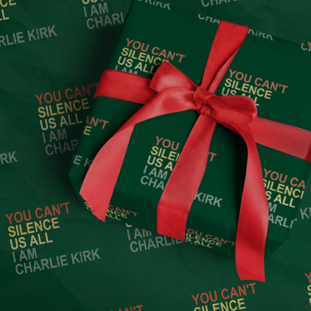 Charlie Kirk Wrapping Paper Roll Retro You Cant Silence Us All TS10 Green Print Your Wear