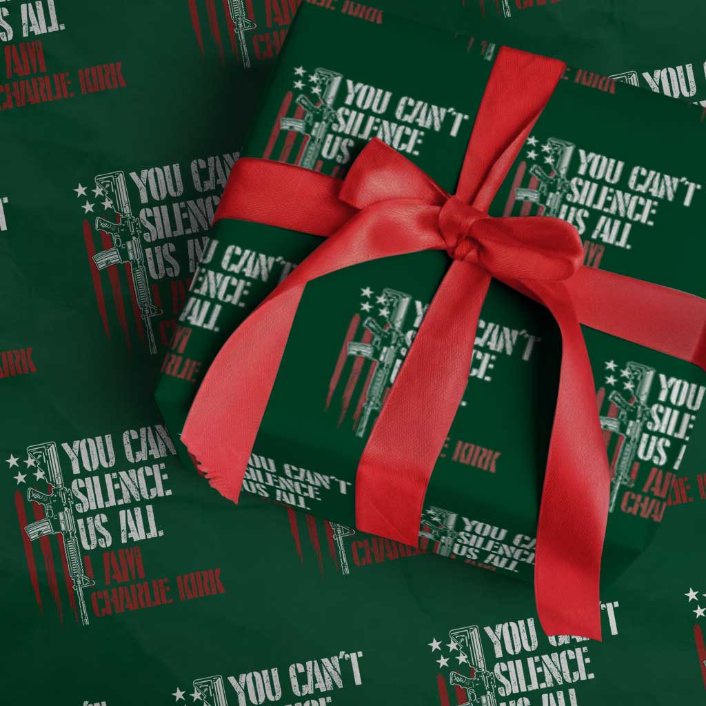 Charlie Kirk Wrapping Paper Roll You Cant Silence Us All USA Flag TS10 Green Print Your Wear