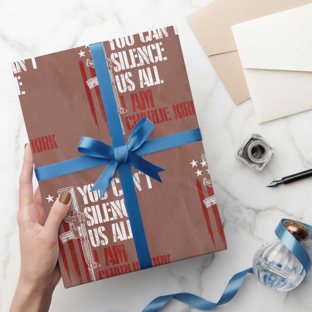 Charlie Kirk Wrapping Paper Roll You Cant Silence Us All USA Flag TS10 Mocha Print Your Wear