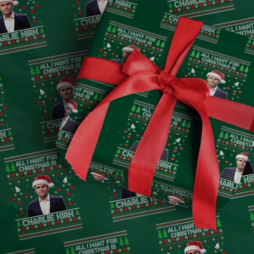 Charlie Kirk Xmas Wrapping Paper Roll Freedom Memorial Patriotic Christian Xmas TS14 Green Print Your Wear