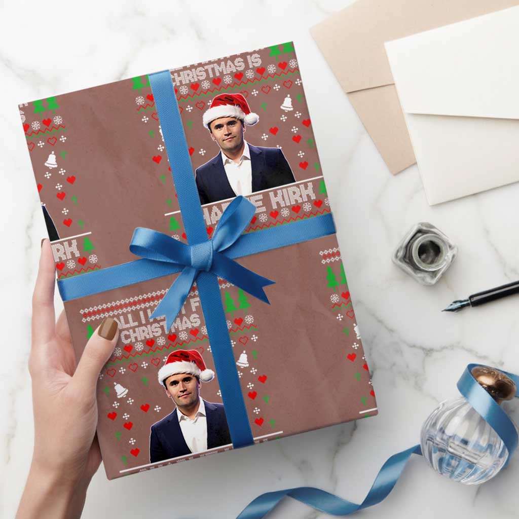 Charlie Kirk Xmas Wrapping Paper Roll Freedom Memorial Patriotic Christian Xmas TS14 Mocha Print Your Wear