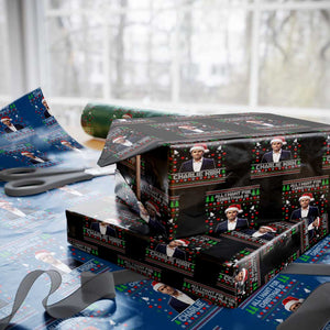 Charlie Kirk Xmas Wrapping Paper Roll Freedom Memorial Patriotic Christian Xmas TS14 Black Print Your Wear