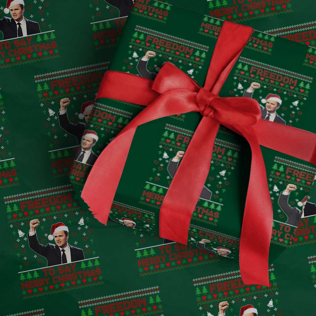 Charlie Kirk Xmas Wrapping Paper Roll Freedom To Say Merry Xmas TS14 Green Print Your Wear