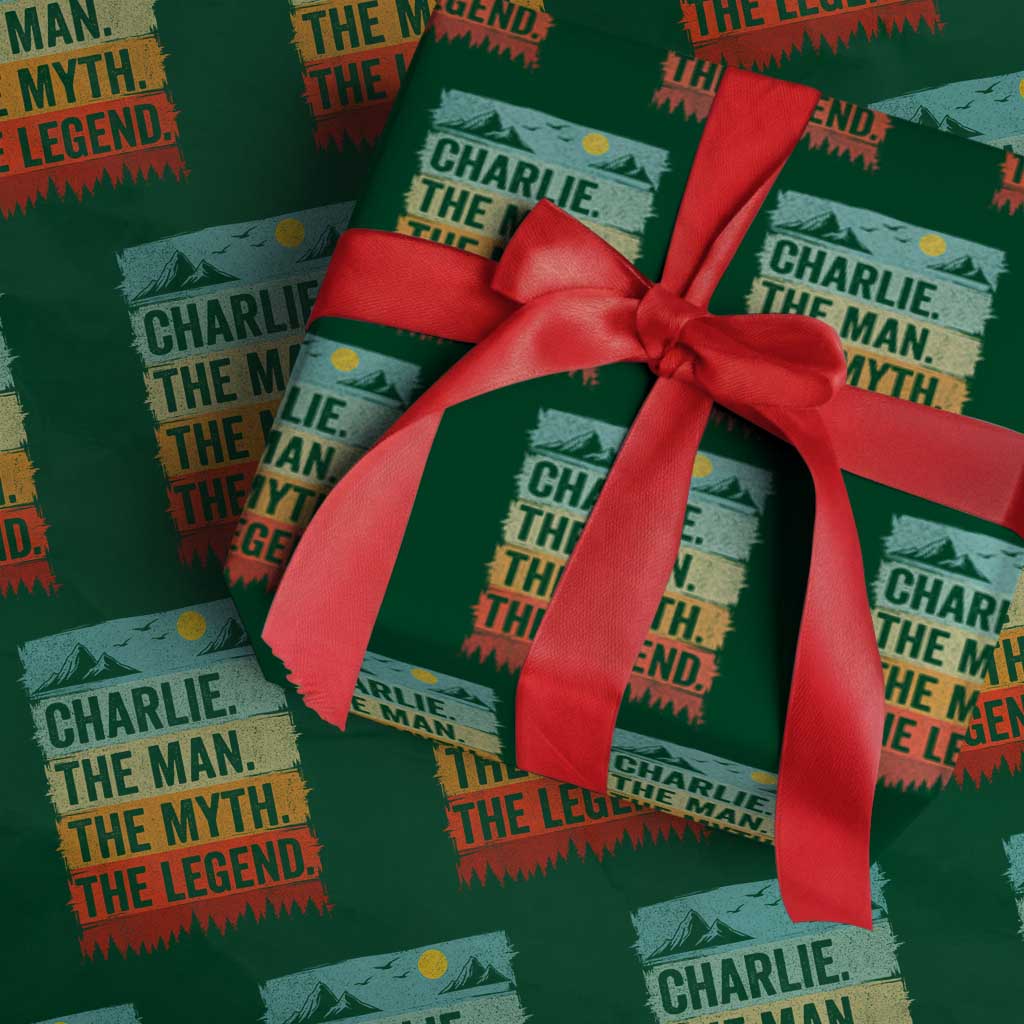 Charlie The Man The Myth The Legend Wrapping Paper Roll Retro Vintage TS10 Green Print Your Wear