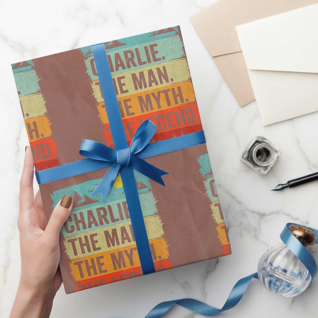 Charlie The Man The Myth The Legend Wrapping Paper Roll Retro Vintage TS10 Mocha Print Your Wear