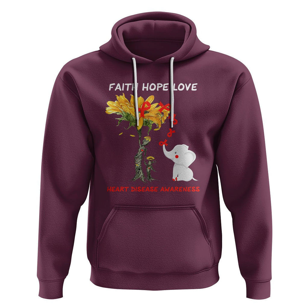 CHD Awareness Hoodie Faith Hope Love Support Heart Disease Awareness TS02 Maroon Printyourwear