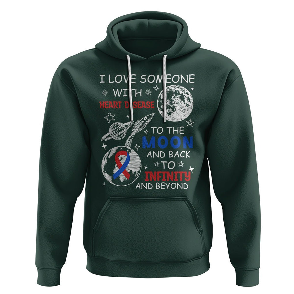 CHD Awareness Hoodie I Love Someone With Heart Disease To The Moon And Back TS02 Dark Forest Green Printyourwear