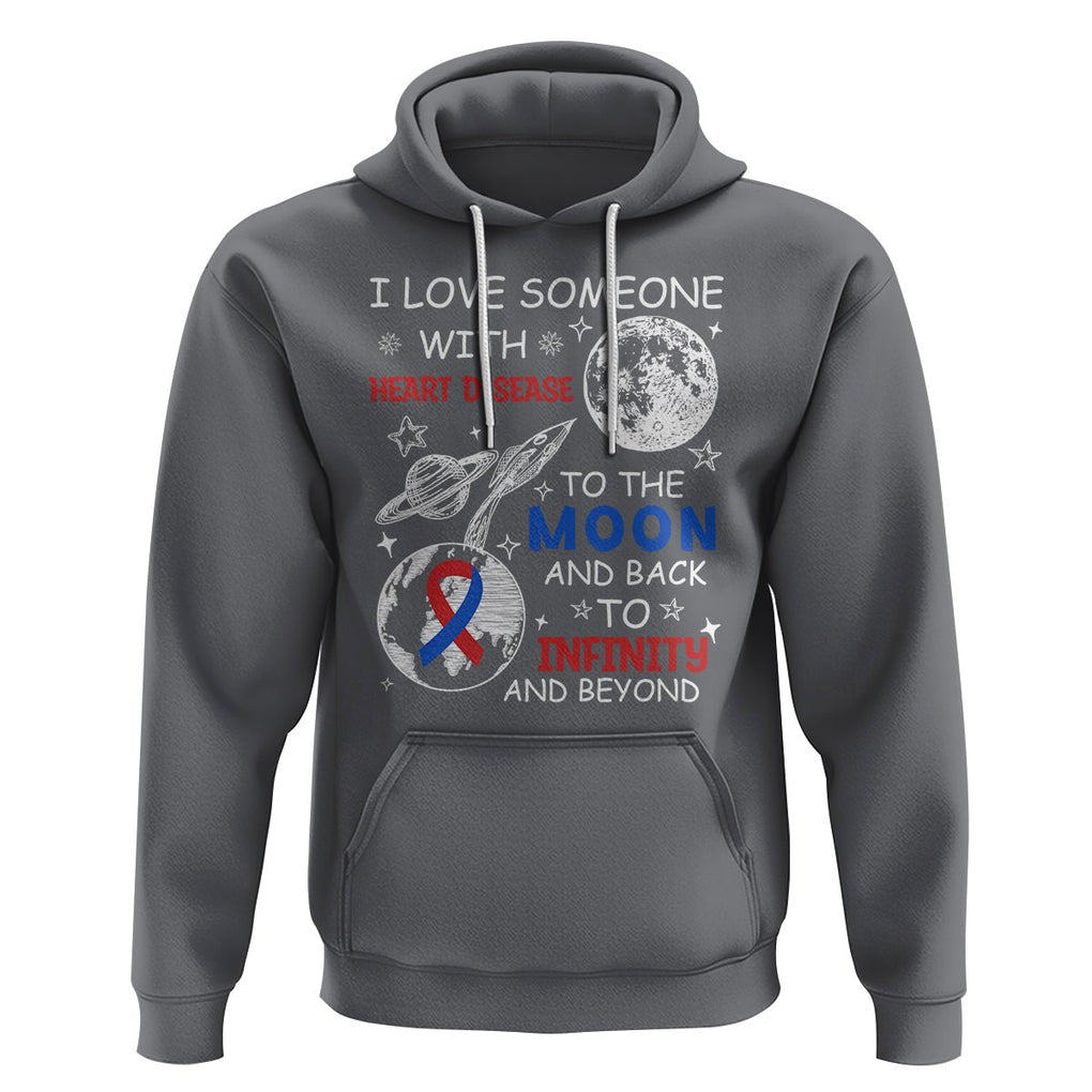 CHD Awareness Hoodie I Love Someone With Heart Disease To The Moon And Back TS02 Charcoal Printyourwear