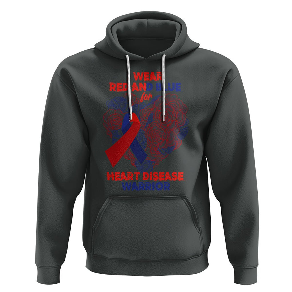 CHD Awareness Hoodie I Wear Red And Blue For Heart Disease Warrior CHD Month TS02 Dark Heather Printyourwear