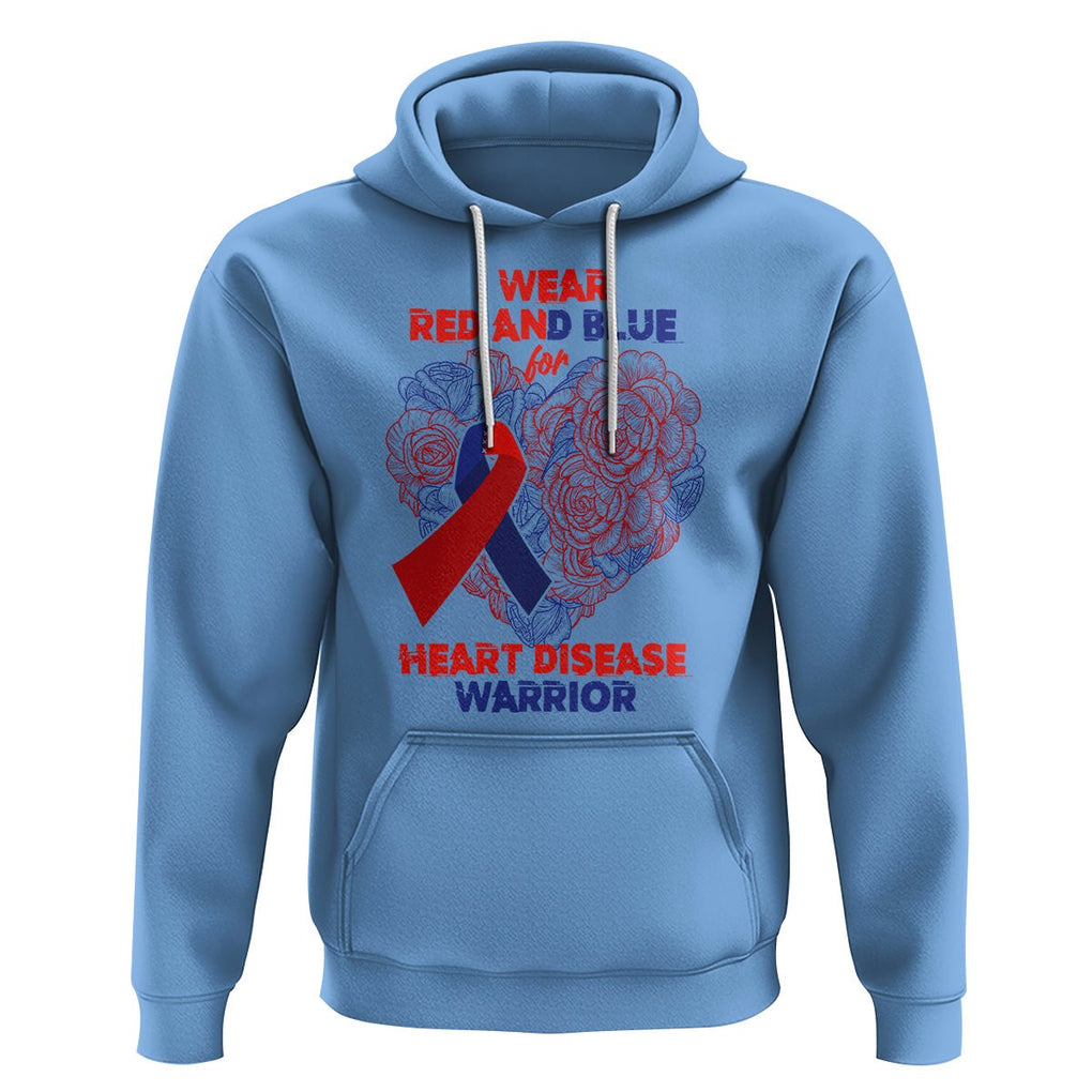 CHD Awareness Hoodie I Wear Red And Blue For Heart Disease Warrior CHD Month TS02 Carolina Blue Printyourwear