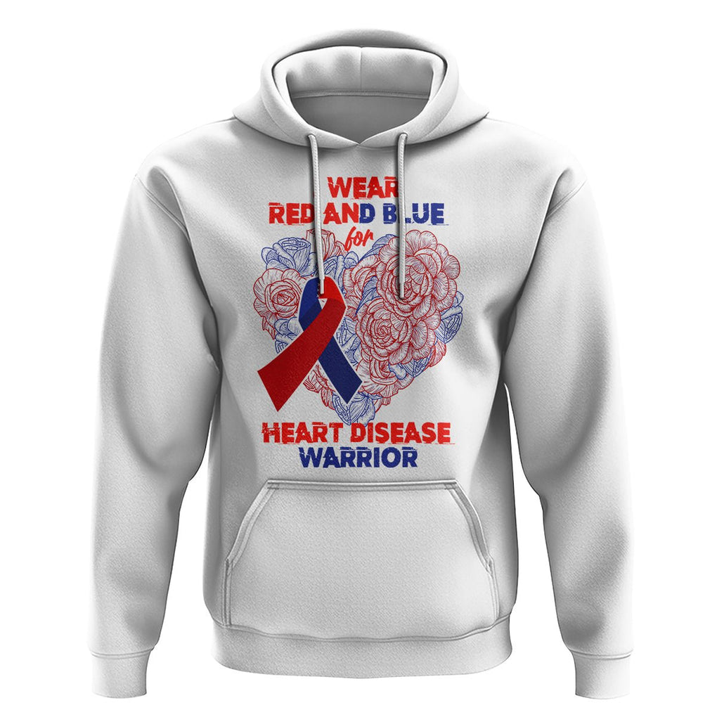 CHD Awareness Hoodie I Wear Red And Blue For Heart Disease Warrior CHD Month TS02 White Printyourwear
