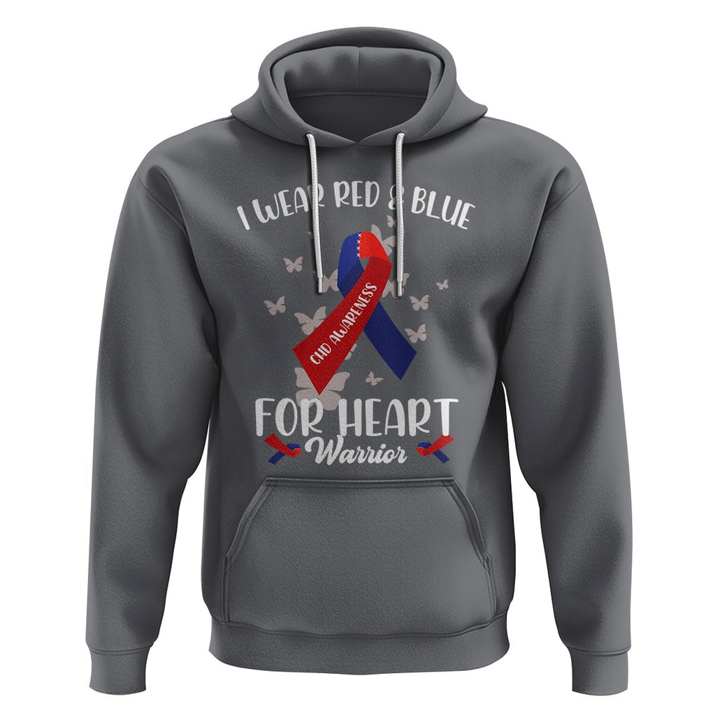 CHD Awareness Hoodie In February I Wear Red And Blue For Heart Warriors TS02 Charcoal Printyourwear