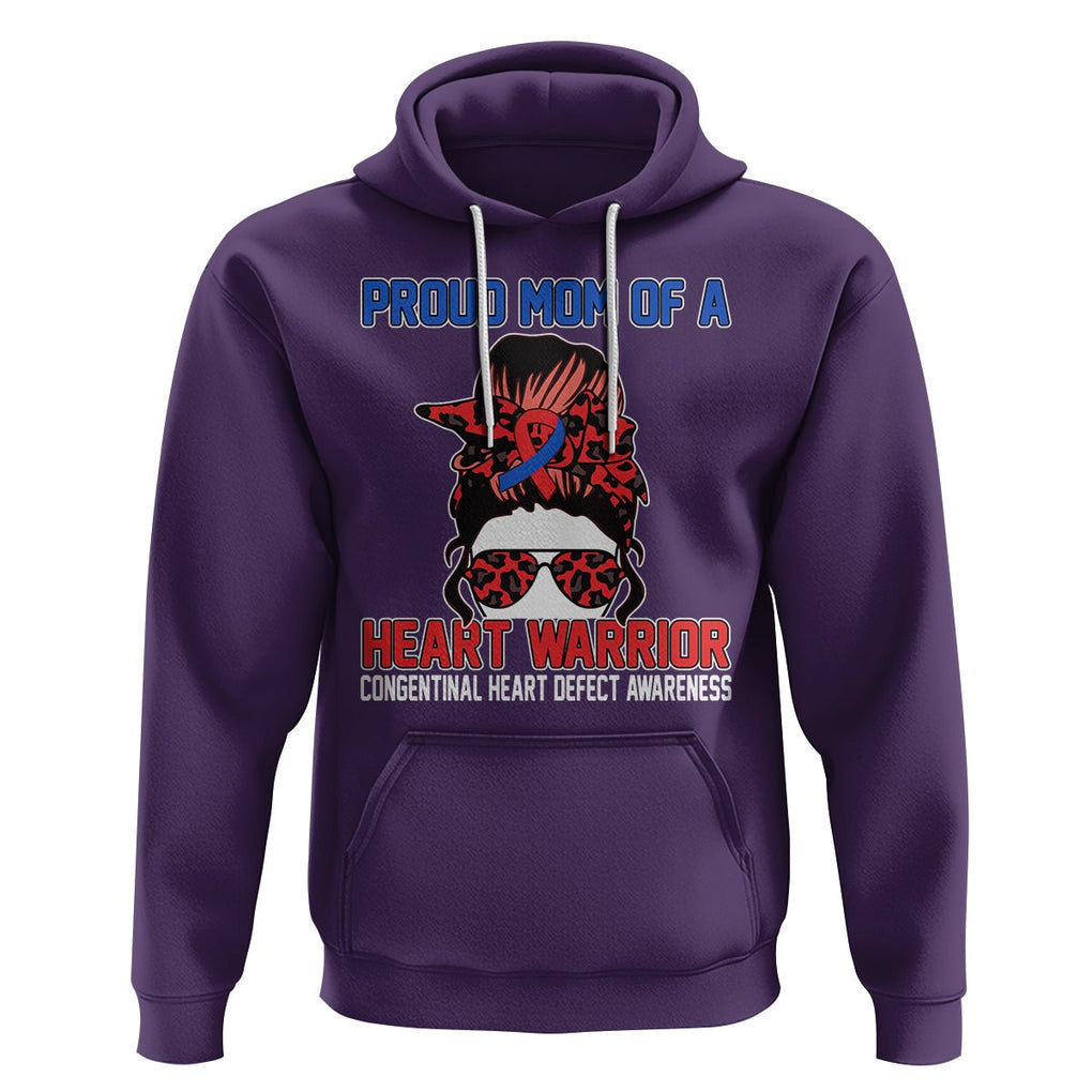 CHD Awareness Hoodie Messy Bun Mom Of A Heart Warrior Congenital Heart Defect TS02 Purple Printyourwear