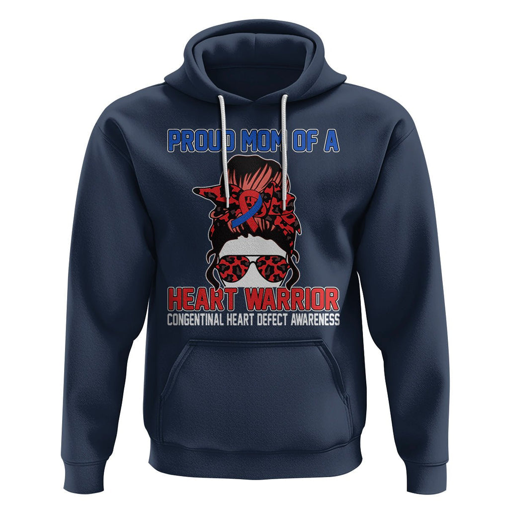 CHD Awareness Hoodie Messy Bun Mom Of A Heart Warrior Congenital Heart Defect TS02 Navy Printyourwear