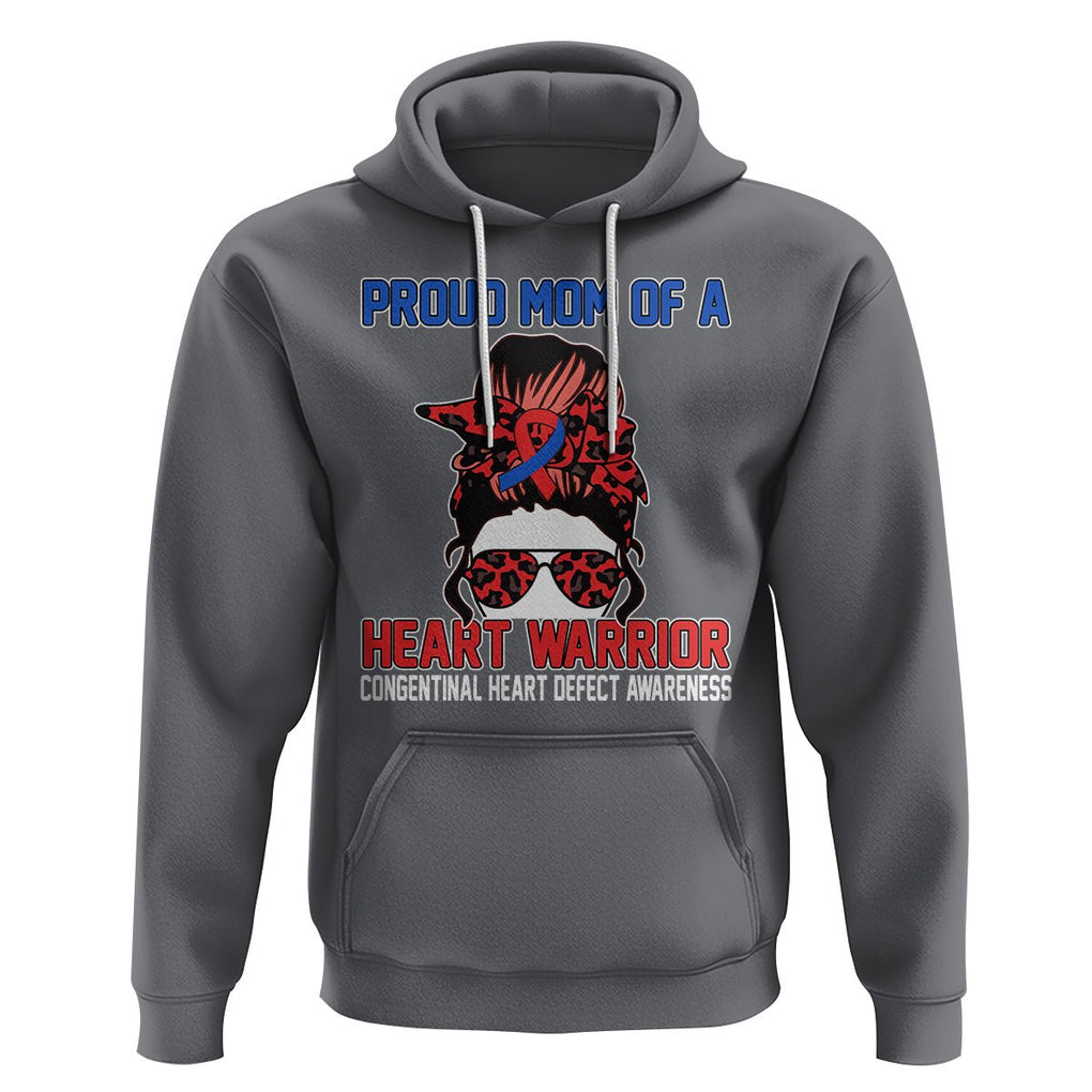 CHD Awareness Hoodie Messy Bun Mom Of A Heart Warrior Congenital Heart Defect TS02 Charcoal Printyourwear