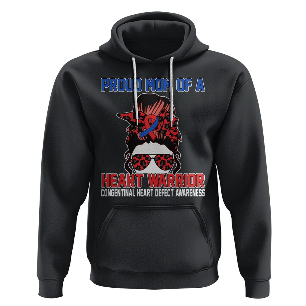 CHD Awareness Hoodie Messy Bun Mom Of A Heart Warrior Congenital Heart Defect TS02 Black Printyourwear