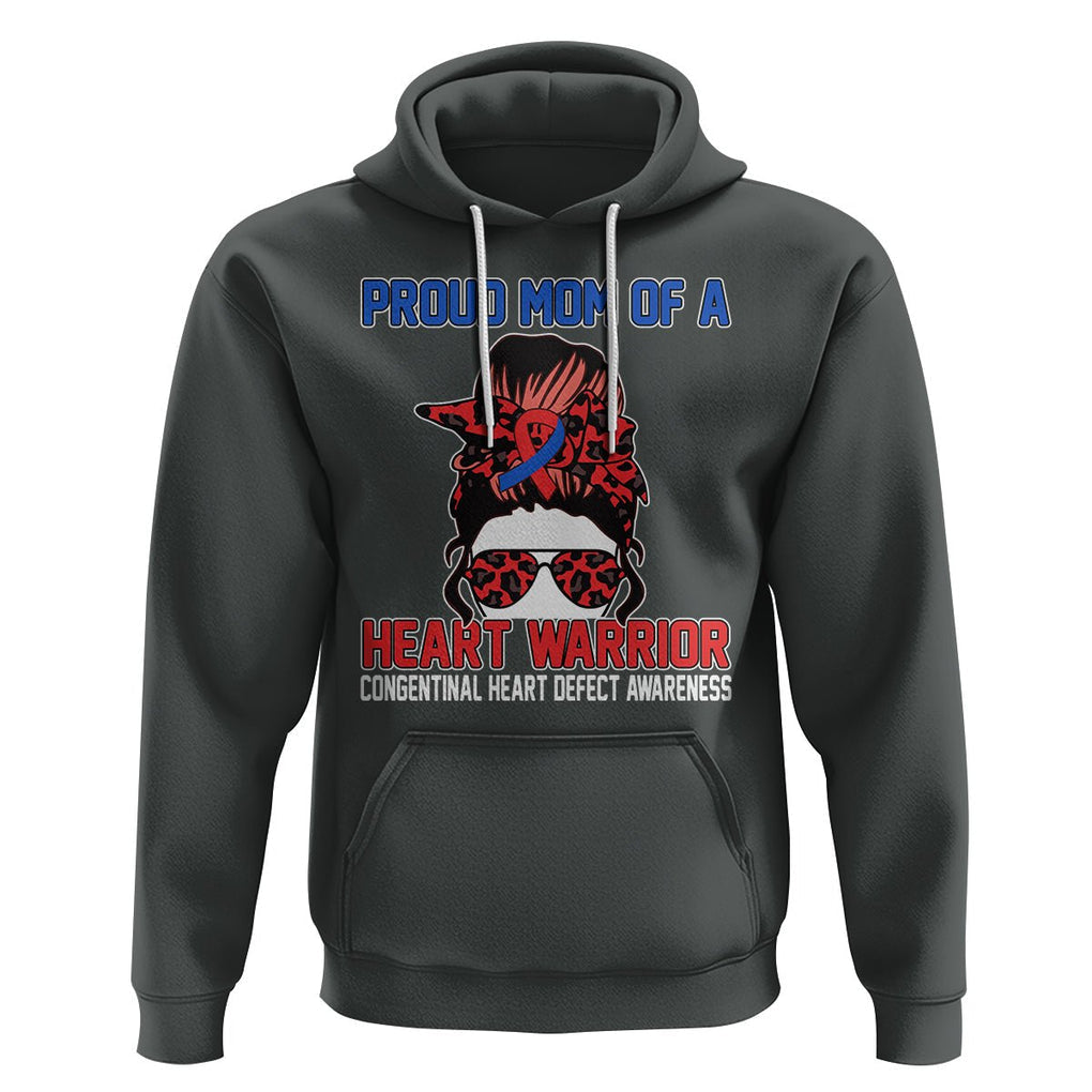 CHD Awareness Hoodie Messy Bun Mom Of A Heart Warrior Congenital Heart Defect TS02 Dark Heather Printyourwear