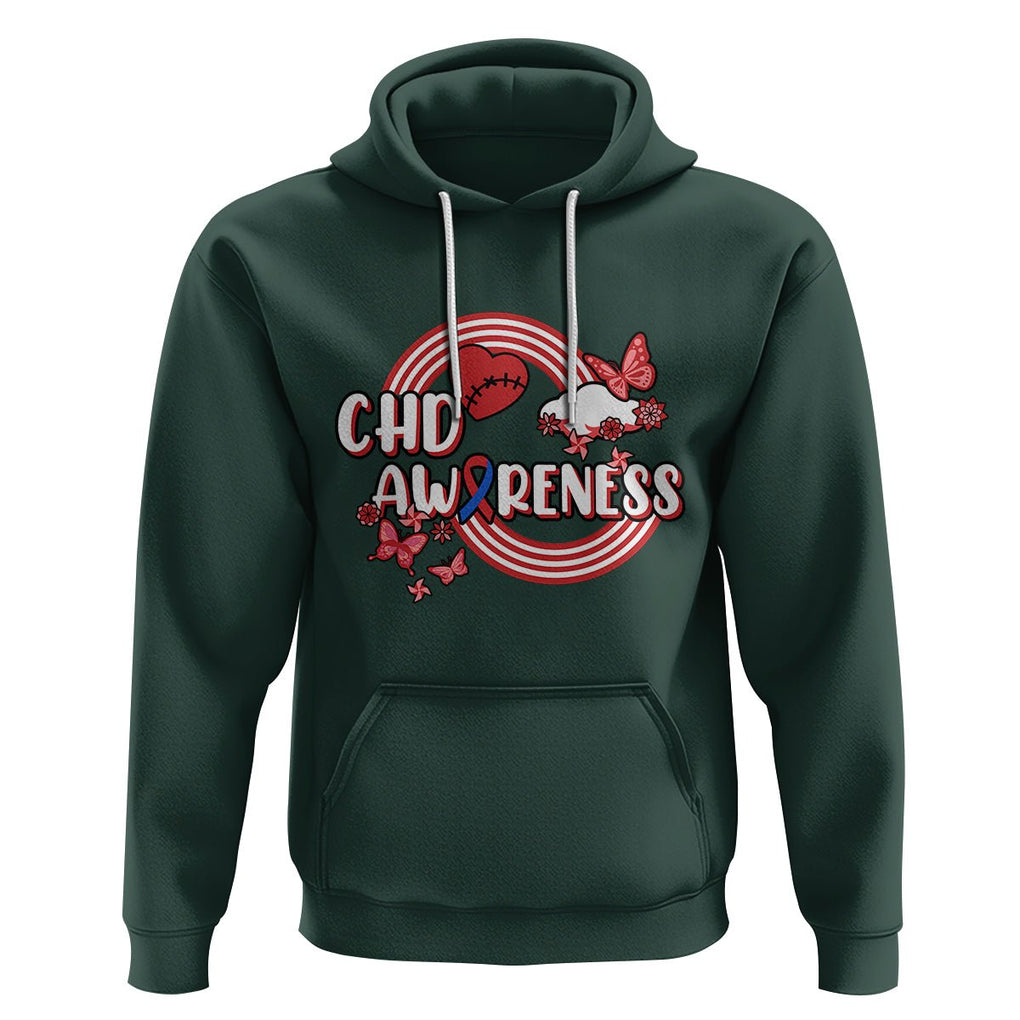 CHD Awareness Hoodie Rainbow Congenital Heart Defect Awareness Heart Disease TS02 Dark Forest Green Printyourwear