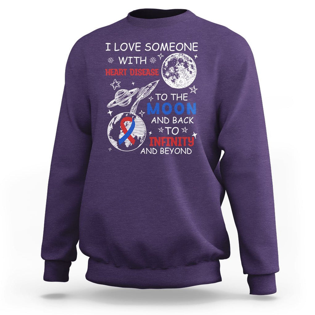 CHD Awareness Sweatshirt I Love Someone With Heart Disease To The Moon And Back TS02 Purple Printyourwear