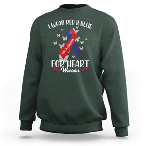 CHD Awareness Sweatshirt In February I Wear Red And Blue For Heart Warriors TS02 Dark Forest Green Printyourwear