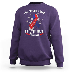 CHD Awareness Sweatshirt In February I Wear Red And Blue For Heart Warriors TS02 Purple Printyourwear