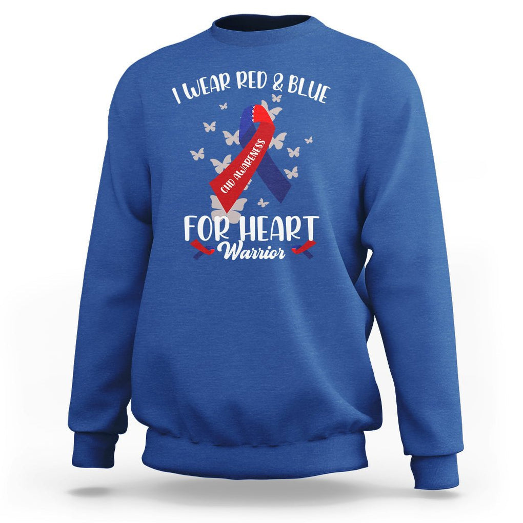 CHD Awareness Sweatshirt In February I Wear Red And Blue For Heart Warriors TS02 Royal Blue Printyourwear