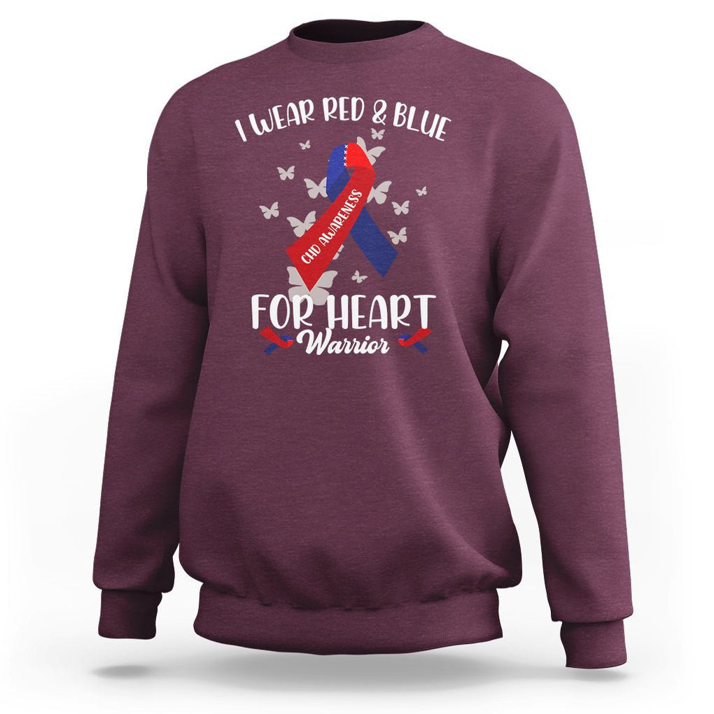 CHD Awareness Sweatshirt In February I Wear Red And Blue For Heart Warriors TS02 Maroon Printyourwear