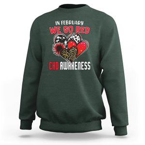 CHD Awareness Sweatshirt In February We Go Red Support Heart Disease Warrior TS02 Dark Forest Green Printyourwear