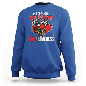 CHD Awareness Sweatshirt In February We Go Red Support Heart Disease Warrior TS02 Royal Blue Printyourwear