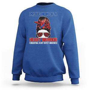 CHD Awareness Sweatshirt Messy Bun Mom Of A Heart Warrior Congenital Heart Defect TS02 Royal Blue Printyourwear