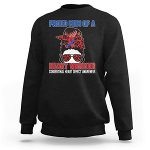 CHD Awareness Sweatshirt Messy Bun Mom Of A Heart Warrior Congenital Heart Defect TS02 Black Printyourwear