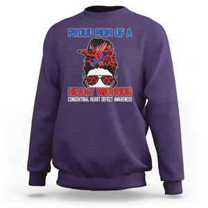 CHD Awareness Sweatshirt Messy Bun Mom Of A Heart Warrior Congenital Heart Defect TS02 Purple Printyourwear