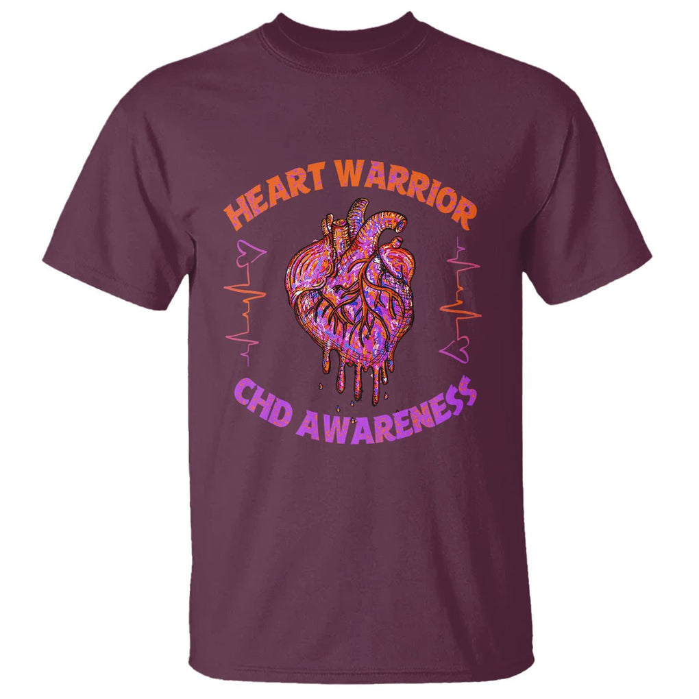 CHD Awareness T Shirt Brave Strong Resilient Heart Warrior TS02 Maroon Printyourwear