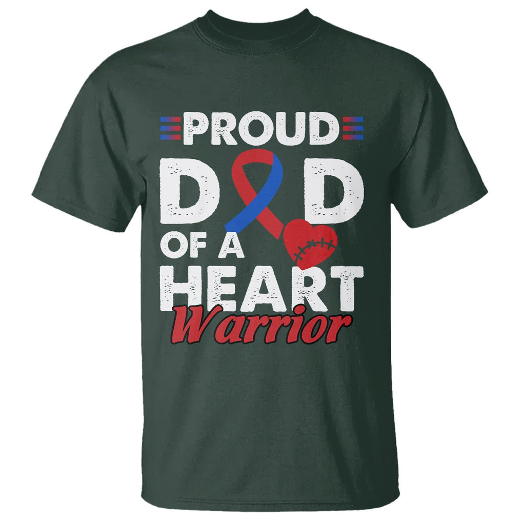 CHD Awareness T Shirt Dad Of A Heart Warrior Congenital Heart Defect Support TS02 Dark Forest Green Printyourwear