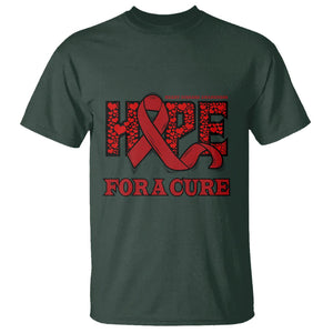 CHD Awareness T Shirt Hope For A Cure Heart Disease CHD Awareness Red Ribbon TS02 Dark Forest Green Printyourwear
