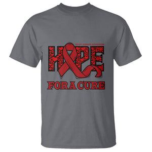 CHD Awareness T Shirt Hope For A Cure Heart Disease CHD Awareness Red Ribbon TS02 Charcoal Printyourwear